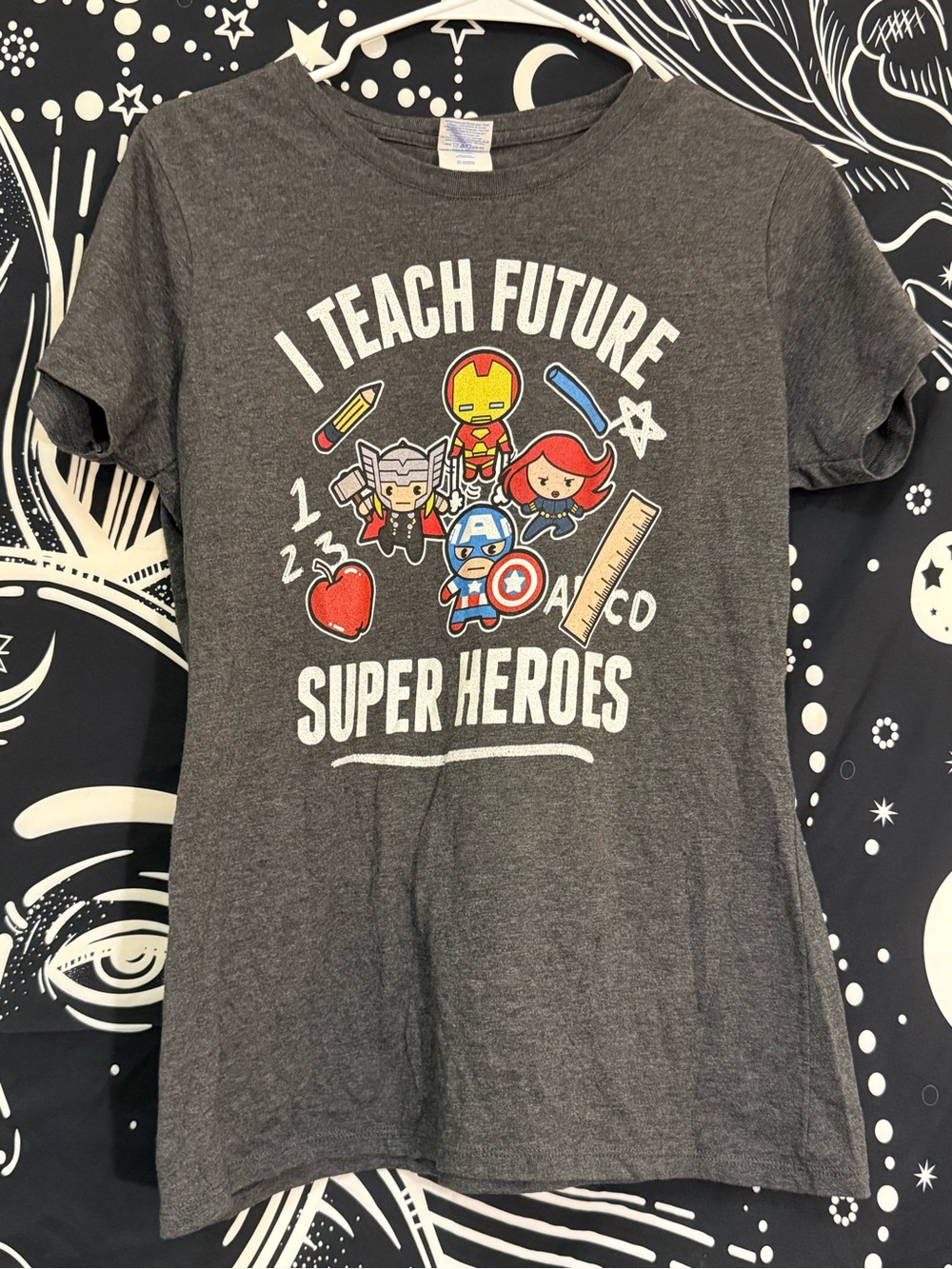 I Teach Future Super Heroes Graphic Tee - Gray